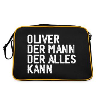 Oliver Der Mann Der Alles Kann Vorname Oliver - Retro Tasche - Schwarz/Gold - Hinten
