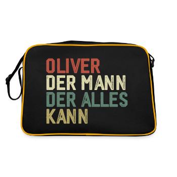 Oliver Der Mann Der Alles Kann Vorname Oliver - Retro Tasche - Schwarz/Gold - Hinten