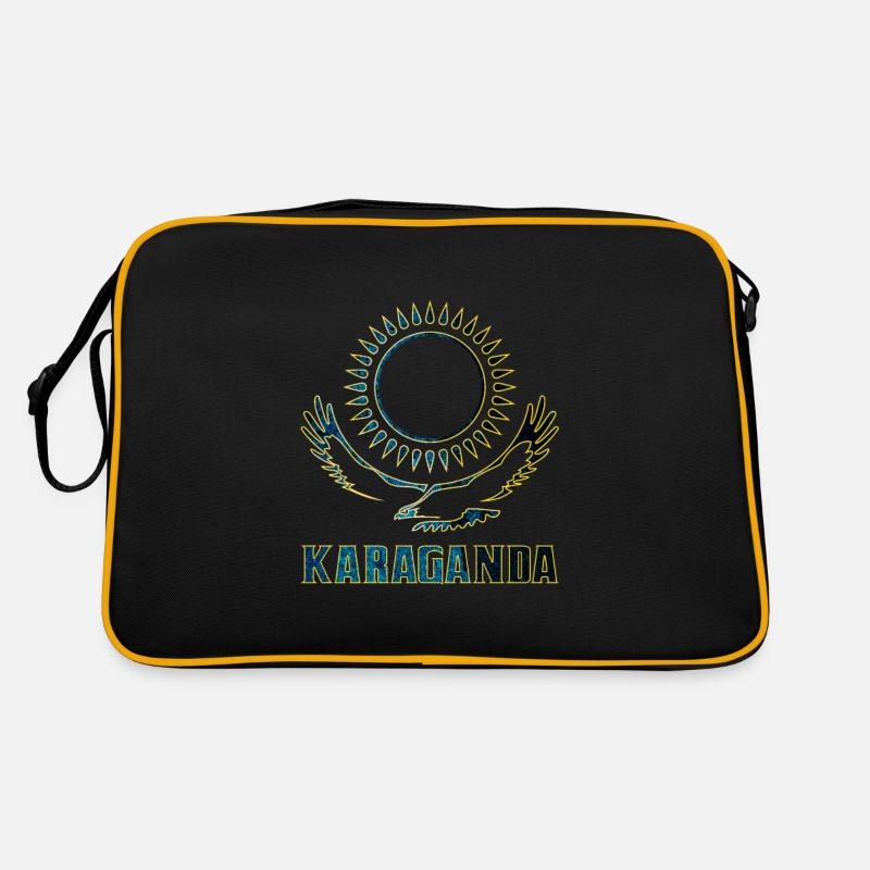 Karaganda Kasachstan Geschenk - Retro Tasche - Schwarz/Gold