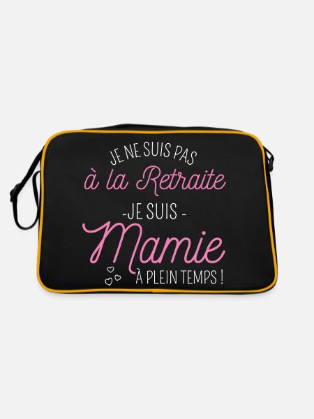 Retraite mamie à plein temps humour grand-mère - Sac Retro - noir/or