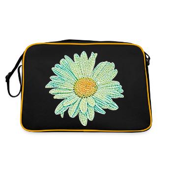 Gänseblume Mosaik Illustration - Retro Tasche - Schwarz/Gold - Hinten