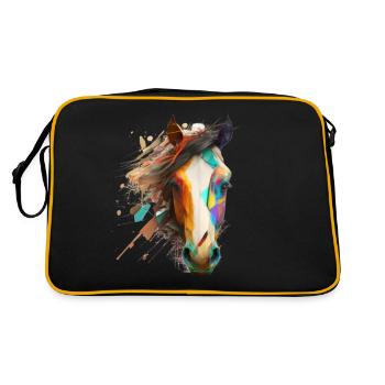 Ein einzigartiges Pferd-Mosaik Design - Retro Tasche - Schwarz/Gold - Hinten