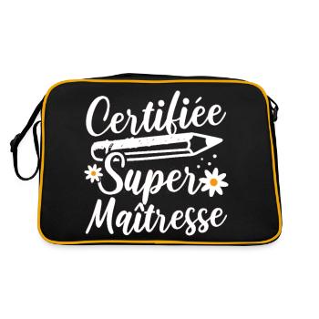 Certifiée super maitresse d' école cadeau - Sac Retro - noir/or - Dos