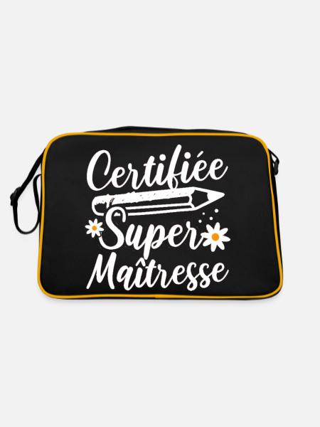 Certifiée super maitresse d' école cadeau - Sac Retro - noir/or - Dos