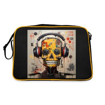 SKULL MUSIC STREEET ART - Retro Bag - black/gold - Back