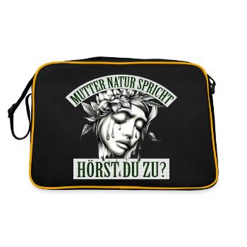 Mutter Natur spricht, hörst du zu? - Retro Tasche - Schwarz/Gold - Hinten