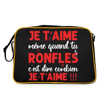 Je t' aime même quand tu ronfles Saint-Valentin - Sac Retro - noir/or - Dos