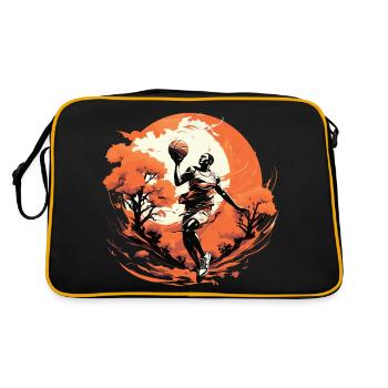 Basketball player in practice against the background of the setting sun - Retro Bag - black/gold - Back