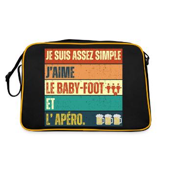 J' aime le baby-foot et l' apéro cadeau vintage - Sac Retro - noir/or - Dos
