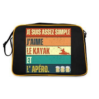 J' aime le kayak et l' apéro humour kayakiste - Sac Retro - noir/or - Dos