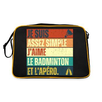 J' aime le badminton et l' apéro cadeau vintage - Sac Retro - noir/or - Dos