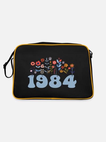 1984 Floral Pattern 1984 Floral Theme Flowers 1984 - Retro Bag - black/gold - Back