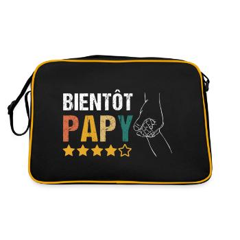 Bientôt papy annonce naissance cadeau grand-père - Sac Retro - noir/or - Dos
