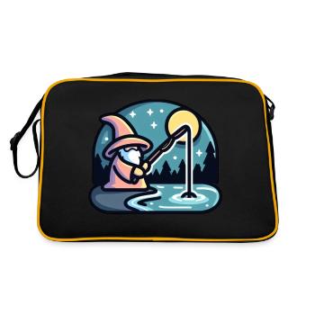 Sorcier lançant un sort de pêche - Jeu de mots amusant - Sac Retro - noir/or - Dos