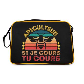 Apiculteur si je cours,tu cours humour apiculture - Sac Retro - noir/or - Dos