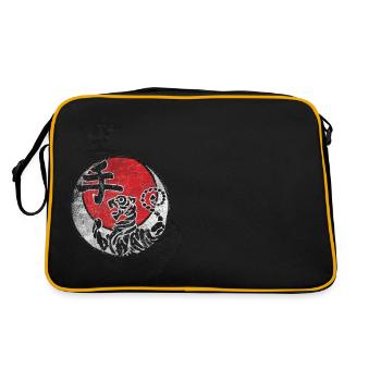 shotokan Karate Kampfkunst Tiger Logo Kanji Japan - Retro Tasche - Schwarz/Gold - Hinten