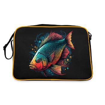 Roter Fisch - Retro Tasche - Schwarz/Gold - Hinten