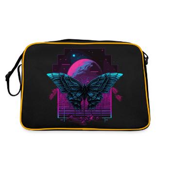 Buttterfly bei der Vaporwave Night - Retro Tasche - Schwarz/Gold - Hinten