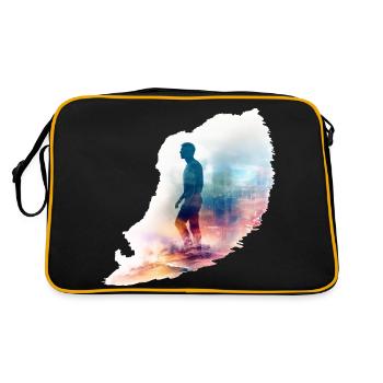 Ein Mann der nach links schaut im Watercolor Style - Retro Tasche - Schwarz/Gold - Hinten