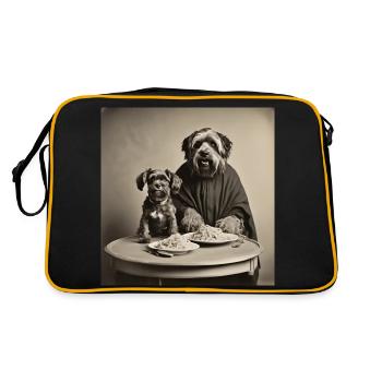Chien / Animal / Photo / Sauvage / Drôle / Aboiement - Sac Retro - noir/or - Dos