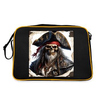 Pirat / Ahoi / Anker / Kapitän / Totenkopf / Rum - Retro Tasche - Schwarz/Gold - Hinten