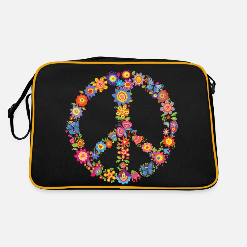 Peace & Frieden & Farben 🌸 Flower Vibes Retro Tasche