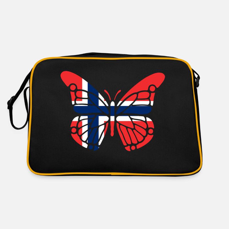 Schmetterling mit Norwegenfahne Retro Tasche