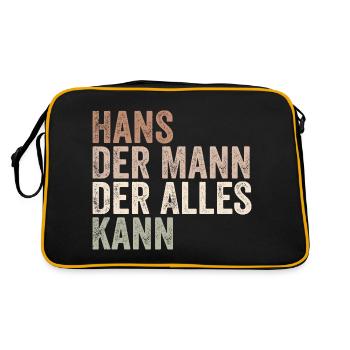 Hans Der Mann Der Alles Kann Vorname Hans - Retro Tasche - Schwarz/Gold - Hinten