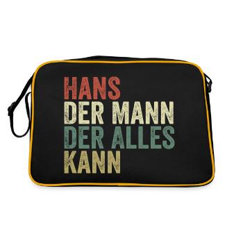 Hans Der Mann Der Alles Kann Vorname Hans - Retro Tasche - Schwarz/Gold - Hinten