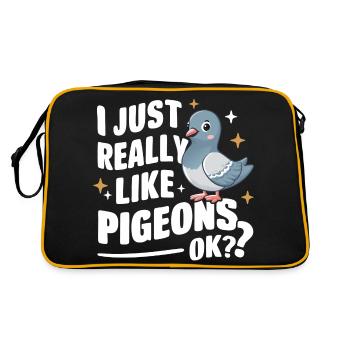Taube Tauben Tier Vogel - Retro Tasche - Schwarz/Gold - Hinten