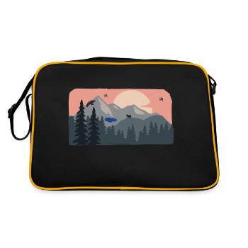 Naturliebe Berge Ziege Gebirge Südtirol Sonne - Retro Tasche - Schwarz/Gold - Hinten