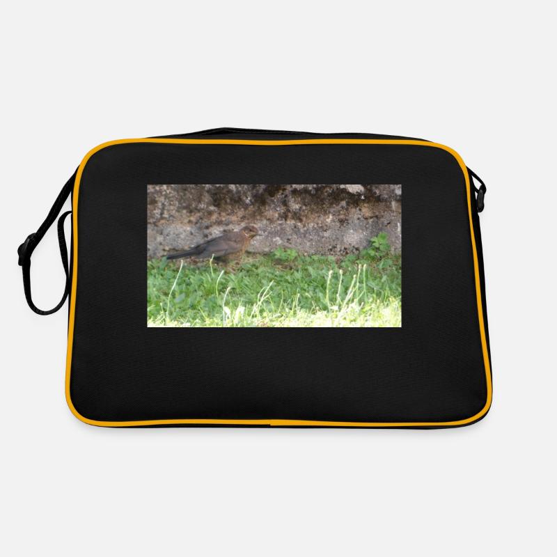Vogel - Retro Tasche - Schwarz/Gold
