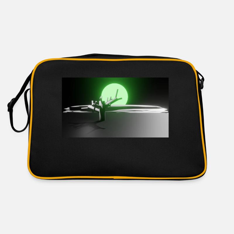 Sonne und Baum - Retro Tasche - Schwarz/Gold