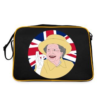 La reine Elizabeth II avec le drapeau britannique - Sac Retro - noir/or - Dos