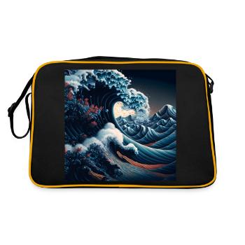 Ukiyo Wave Art japonais - Sac Retro - noir/or - Dos