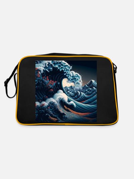 Ukiyo Wave Japanese Art - Retro Bag - black/gold - Back