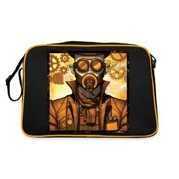 Steampunk industrial mechanic of a zeppelin - Retro Bag - black/gold - Back