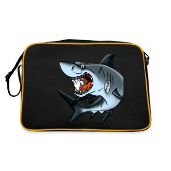 Prédateur de poissons de mer de requin blanc rusé et effronté - Sac Retro - noir/or - Dos