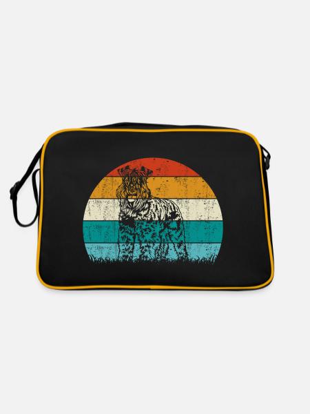 Kerry Blue Terrier Hund Vintage Retro - Retro Tasche - Schwarz/Gold - Hinten