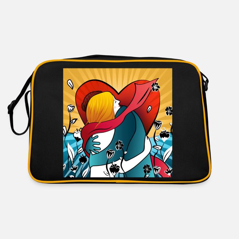 Liebe und Hug_background Retro Tasche