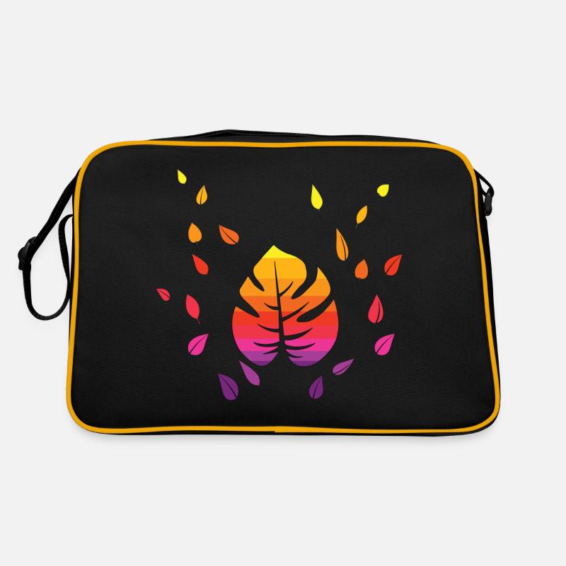 Monstera fliegende Blätter bunt Geschenkidee Retro Tasche