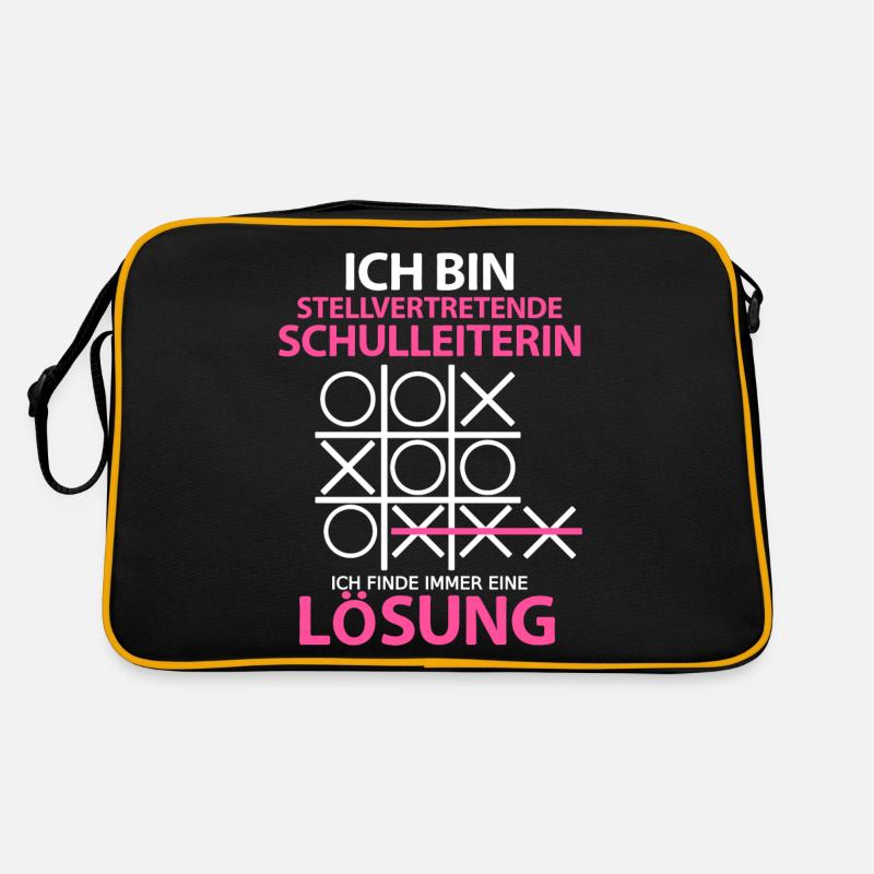 Stellvertretende Schulleiterin Schulleitung Spruch - Retro Tasche - Schwarz/Gold
