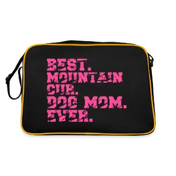 Mountain Cur Mom Dog Mama Mistress Sayings Pink - Retro Bag - black/gold - Back