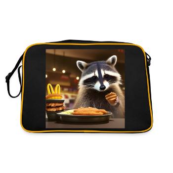 Raccoon in the fast food restaurant - Retro Bag - black/gold - Back