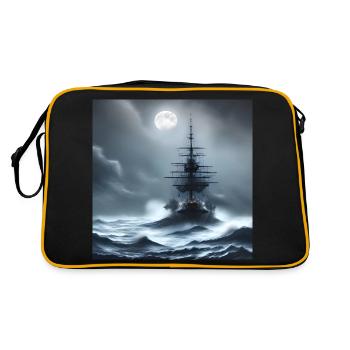 Ship in a storm at full moon - Retro Bag - black/gold - Back