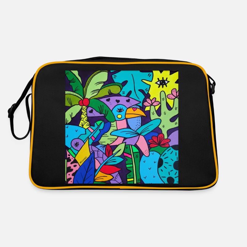 Der Pop-Art-Tukan - Retro Tasche - Schwarz/Gold