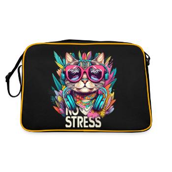 Cool Cat with Glasses - No Stress Cat Design - Retro Bag - black/gold - Back
