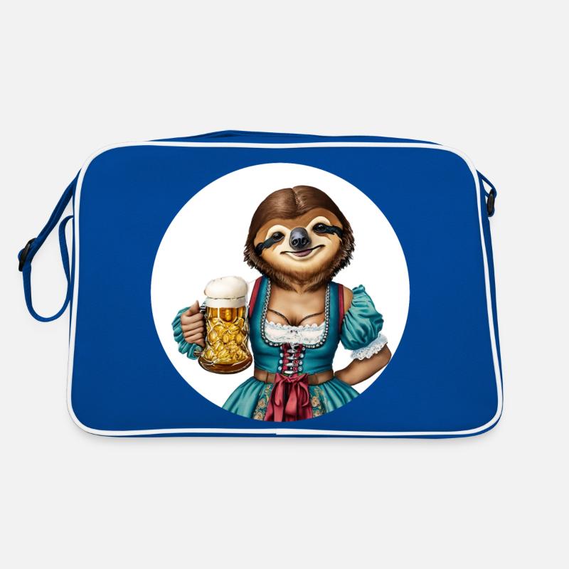 Faultier im Dirndl mit Bierglas Retro Tasche