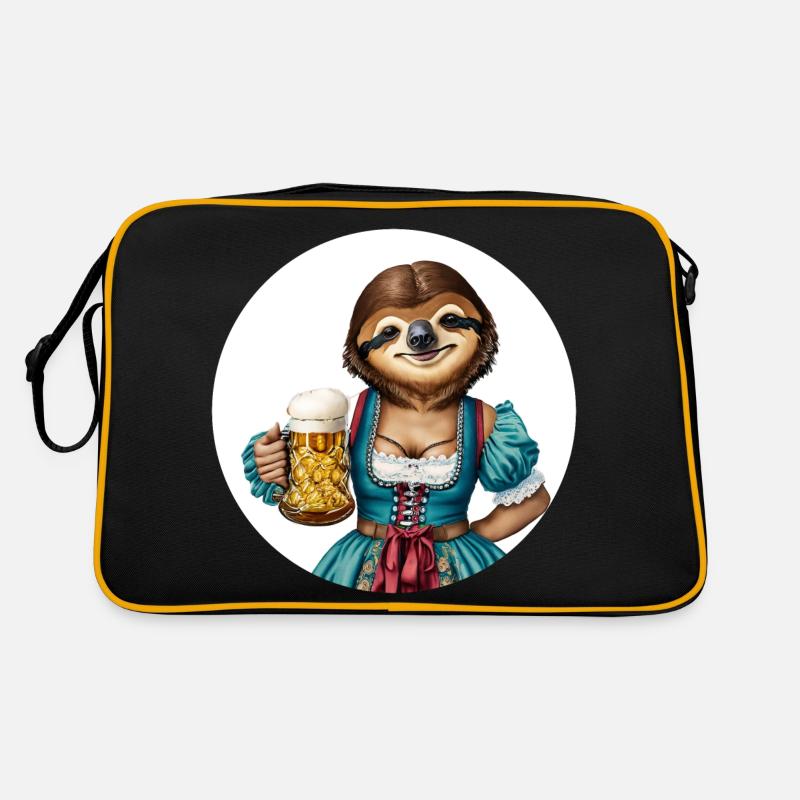 Faultier im Dirndl mit Bierglas Retro Tasche