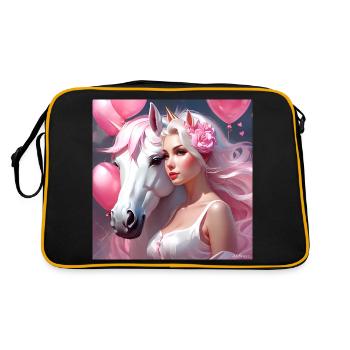 Unicorn Fairy Mythical Creature Pink - Retro Bag - black/gold - Back